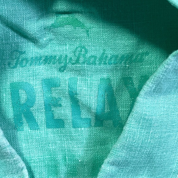 Tommy Bahama Mens Relax Shirt Linen Blend Teal Button Down Long Sleeve Size L - Picture 9 of 13